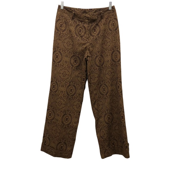 Metro Style Women's Size 10 Brown/Tan Floral Print Cuffed HemTrousers - Picture 1 of 14